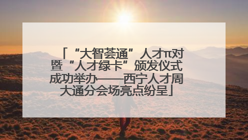 “大智荟通”人才π对暨“人才绿卡”颁发仪式成功举办——西宁人才周大通分会场亮点纷呈