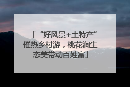 “好风景+土特产”催热乡村游，桃花涧生态美带动百姓富