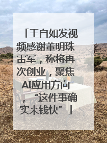 王自如发视频感谢董明珠雷军，称将再次创业，聚焦AI应用方向，“这件事确实来钱快”