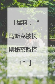 猛料：“马斯克被长期秘密监控！”