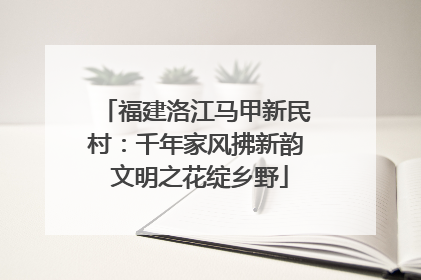 福建洛江马甲新民村：千年家风拂新韵 文明之花绽乡野