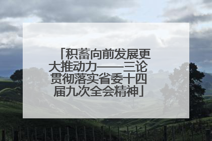 积蓄向前发展更大推动力——三论贯彻落实省委十四届九次全会精神