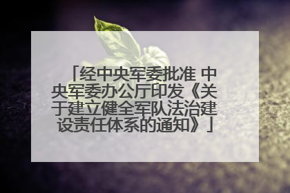 经中央军委批准 中央军委办公厅印发《关于建立健全军队法治建设责任体系的通知》