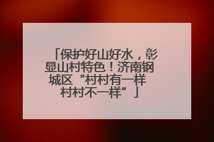 保护好山好水，彰显山村特色！济南钢城区“村村有一样 村村不一样”
