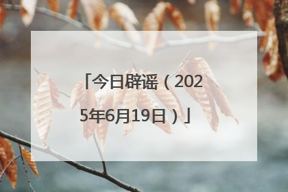 今日辟谣（2025年6月19日）