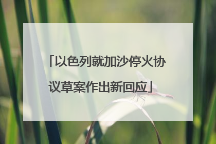 以色列就加沙停火协议草案作出新回应