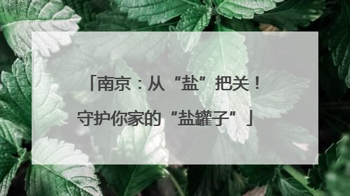 南京：从“盐”把关！守护你家的“盐罐子”