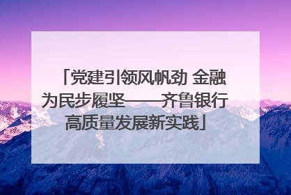 党建引领风帆劲 金融为民步履坚——齐鲁银行高质量发展新实践