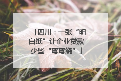 四川：一张“明白纸”让企业贷款少些“弯弯绕”