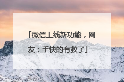 微信上线新功能，网友：手快的有救了