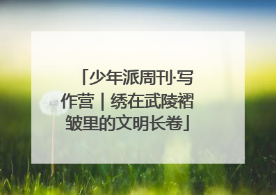 少年派周刊·写作营｜绣在武陵褶皱里的文明长卷
