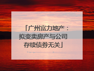 广州富力地产：拟变卖房产与公司存续债券无关
