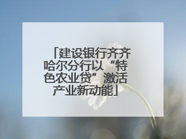 建设银行齐齐哈尔分行以“特色农业贷”激活产业新动能
