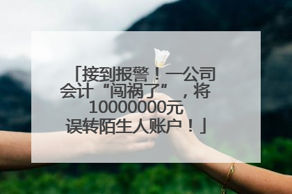 接到报警！一公司会计“闯祸了”，将10000000元误转陌生人账户！