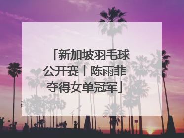 新加坡羽毛球公开赛丨陈雨菲夺得女单冠军