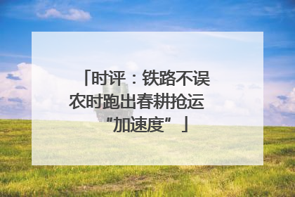 时评：铁路不误农时跑出春耕抢运“加速度”