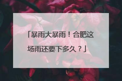 暴雨大暴雨！合肥这场雨还要下多久？