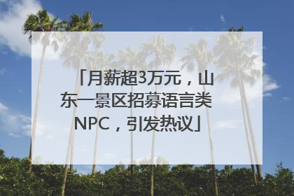 月薪超3万元，山东一景区招募语言类NPC，引发热议