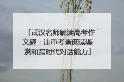 武汉名师解读高考作文题：注重考查阅读鉴赏和跨时代对话能力
