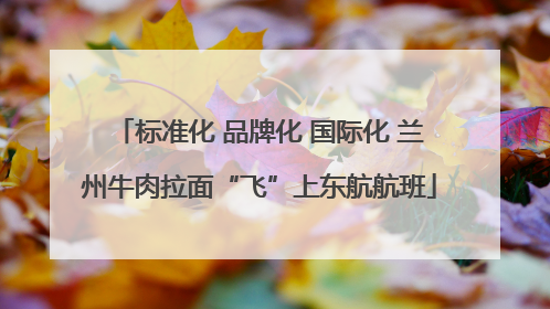 标准化 品牌化 国际化 兰州牛肉拉面“飞”上东航航班