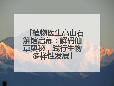 植物医生高山石斛馆启幕：解码仙草奥秘，践行生物多样性发展