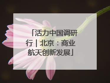 活力中国调研行｜北京：商业航天创新发展