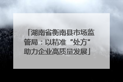 湖南省衡南县市场监管局：以精准“处方”助力企业高质量发展