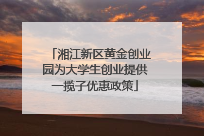 湘江新区黄金创业园为大学生创业提供一揽子优惠政策