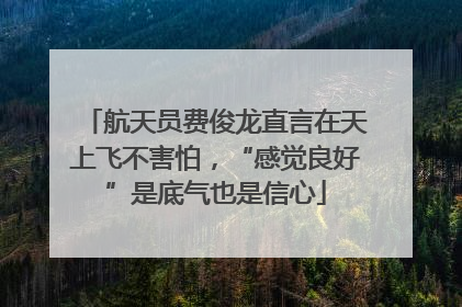 航天员费俊龙直言在天上飞不害怕，“感觉良好”是底气也是信心