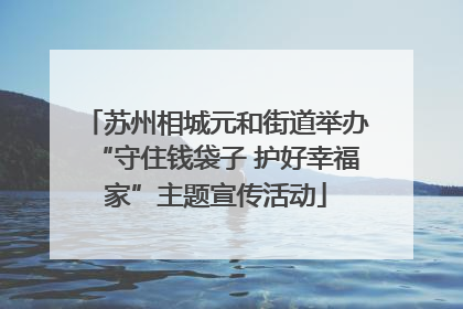 苏州相城元和街道举办“守住钱袋子 护好幸福家”主题宣传活动