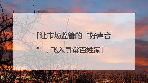让市场监管的“好声音”，飞入寻常百姓家