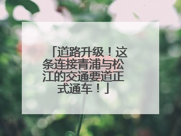 道路升级！这条连接青浦与松江的交通要道正式通车！