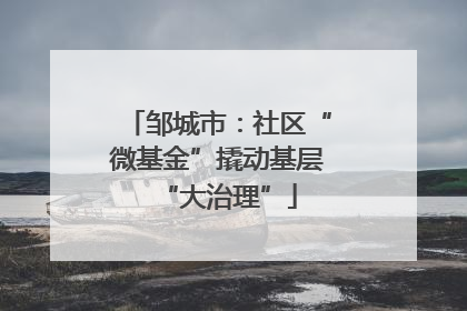 邹城市：社区“微基金”撬动基层“大治理”