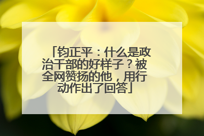 钧正平：什么是政治干部的好样子？被全网赞扬的他，用行动作出了回答
