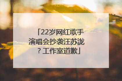 22岁网红歌手演唱会抄袭汪苏泷？工作室道歉