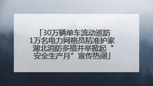 30万辆单车流动巡防 1万名电力网格员精准护家 湖北消防多措并举掀起“安全生产月”宣传热潮