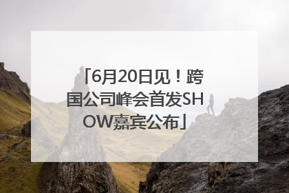 6月20日见！跨国公司峰会首发SHOW嘉宾公布