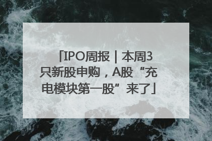 IPO周报｜本周3只新股申购，A股“充电模块第一股”来了